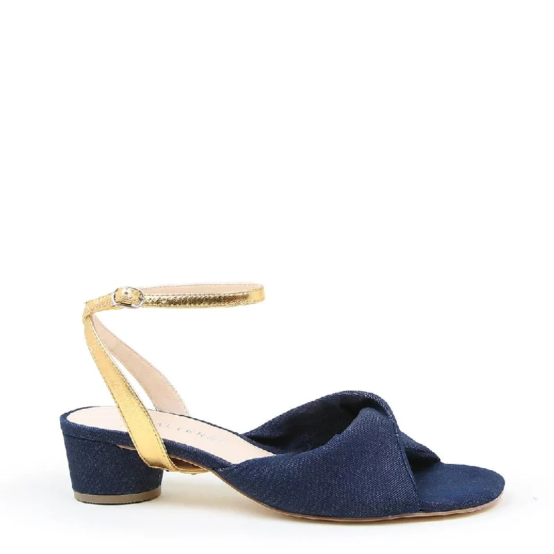 Denim Lo Twist Sandal + Gold Marilyn Strap