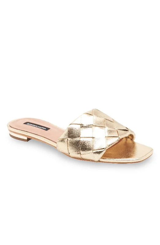 REMI PLATINO LEATHER FLAT SLIDE