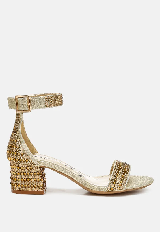 Twerky Rhinestones Embellished Block Sandals