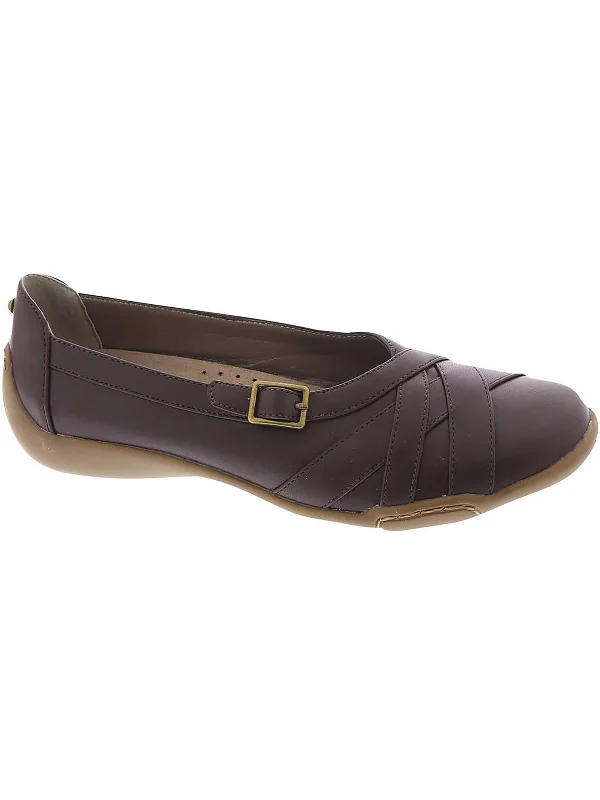 Valerie Womens Faux Leather Slip-On Ballet Flats