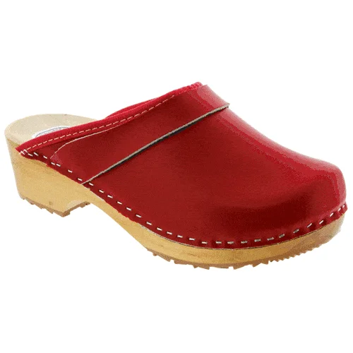 BJORK Maja Wood Open Back Leather Clogs