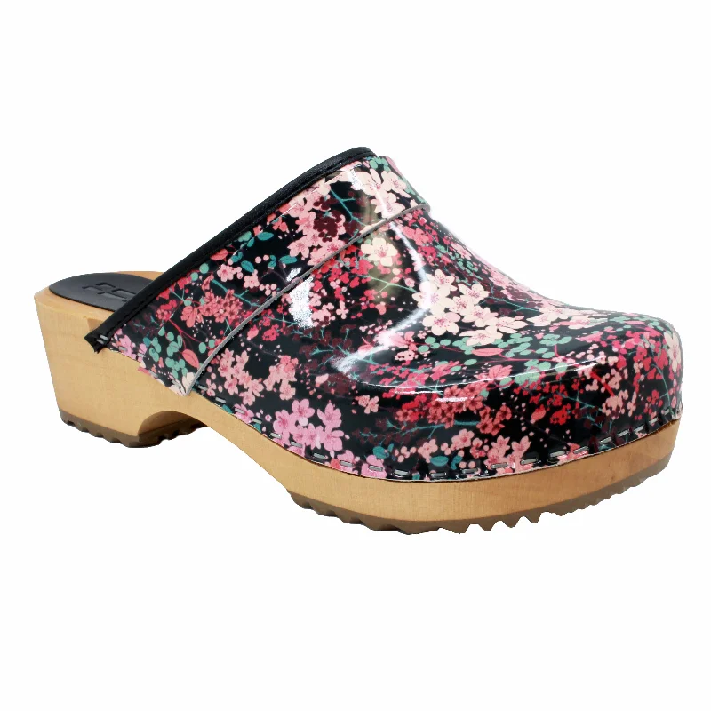 BJORK Maja Wood Josee Printed Leather Clogs