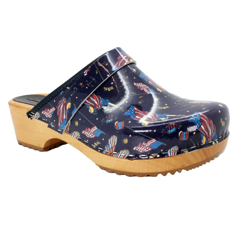 BJORK Maja Wood Liberty Leather Clogs