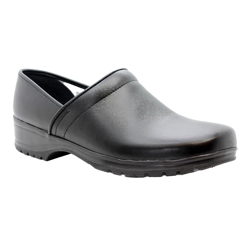 BJORK Men's Flex Pro Closed Back Black Leather Clogs