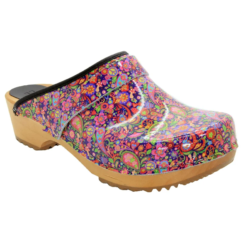 BJORK Peace Wood Open Back Leather Clogs