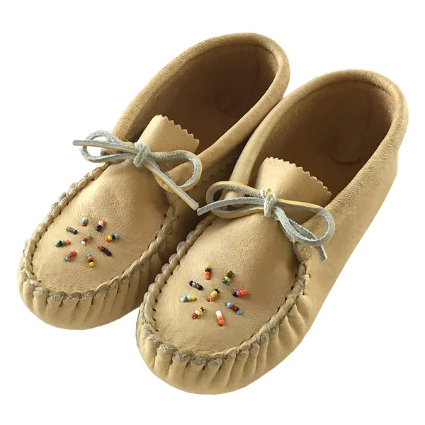 Children's Beaded Soft Soled Leather Moccasins