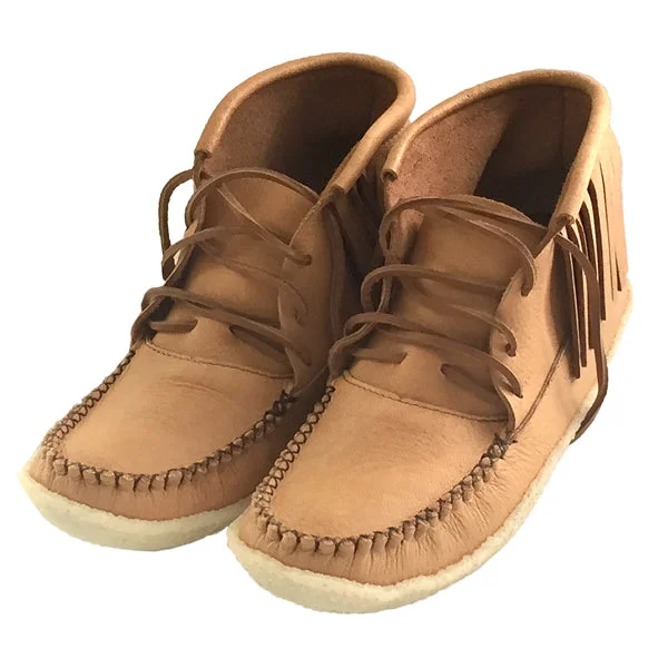 Men's Moose Hide Leather Fringed Moccasin Boots