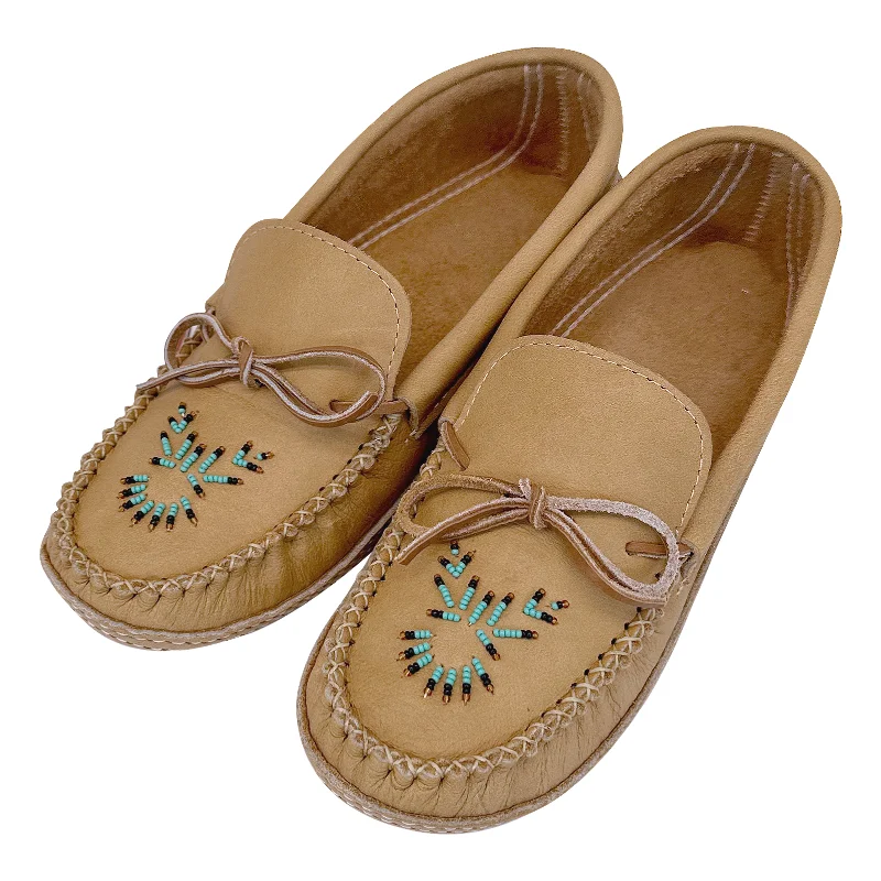 Men's Moose Hide Leather Beaded Moccasins