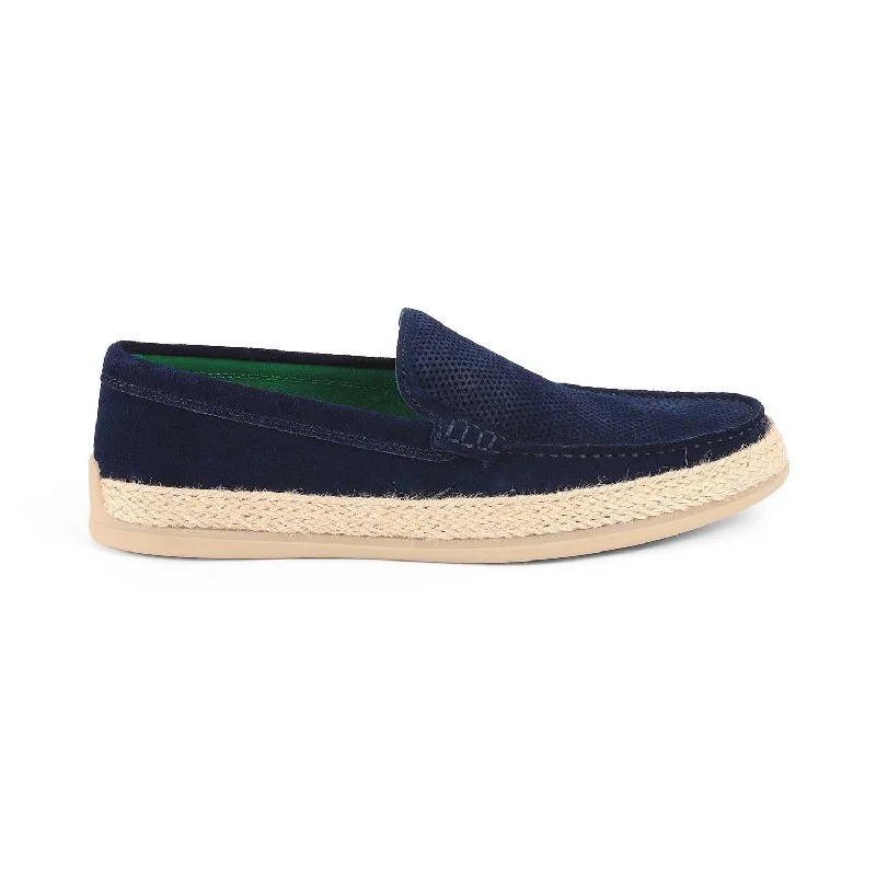 Tresmode Bath Blue Men's Suede Leather Loafers