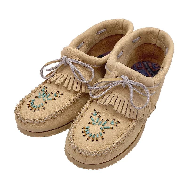 Women's Moose Hide Beaded & Fringed Moccasin Shoes