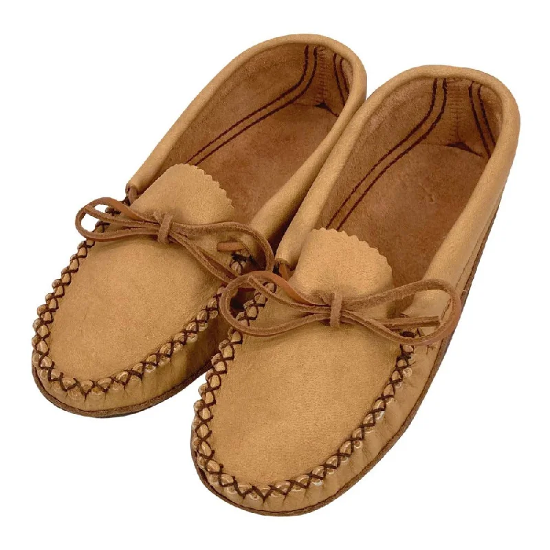 Women's Earthing Moccasins Moose Hide with Heavy Oil Tan Soles