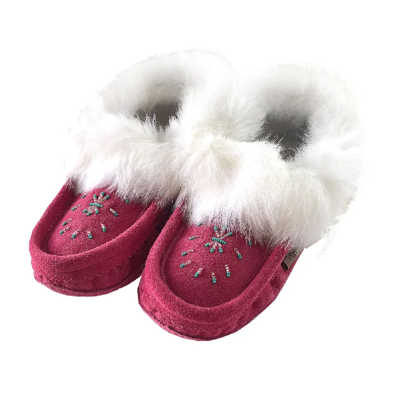 Women's Rabbit Fur Beaded Moccasins