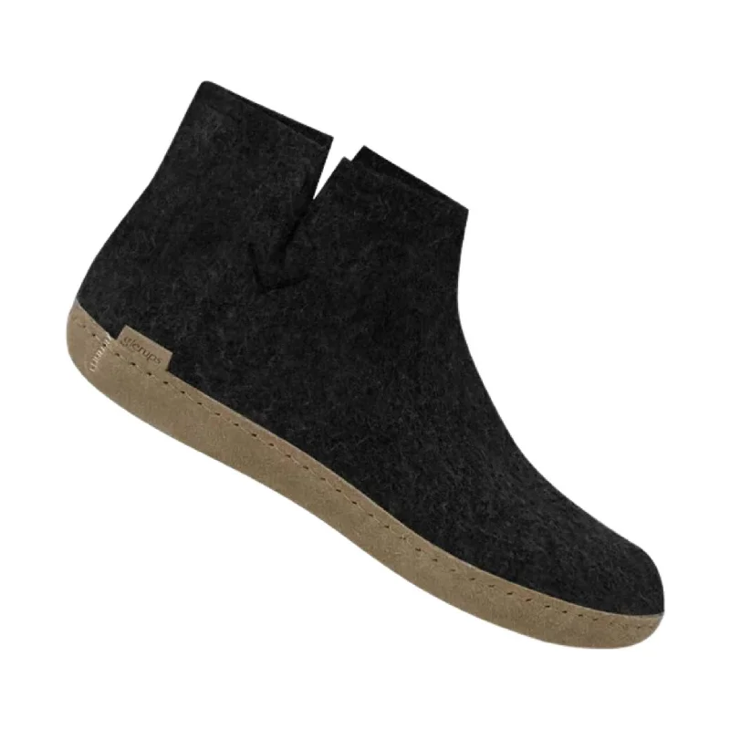 Glerups Boot With Leather Sole Slipper - Charcoal