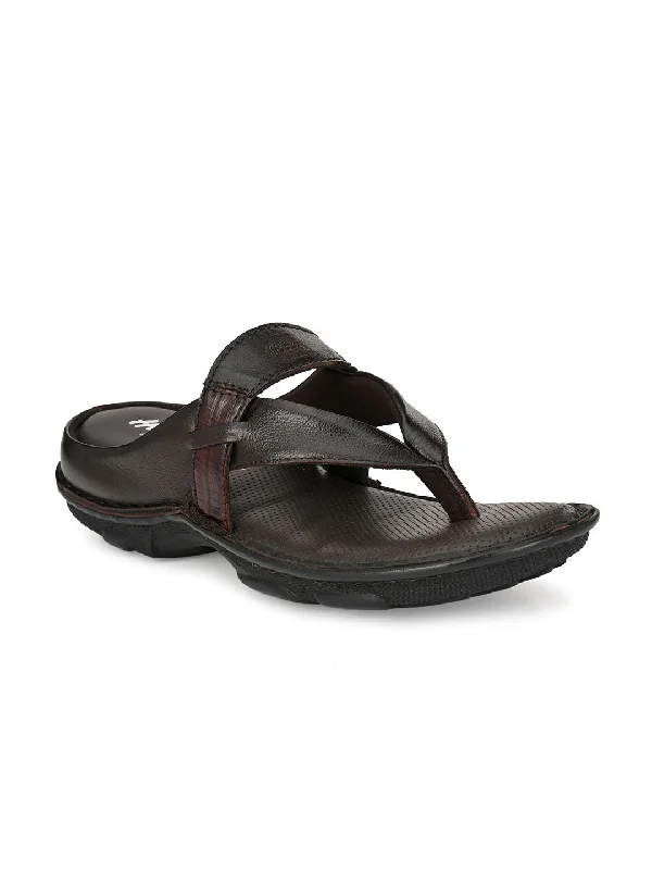 HITZ9230 Men's Brown Leather Daily Wear Open Slipper