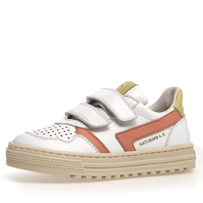 Naturino Girl's & Boy's Ceonia Sneakers - White/Peach/Fresia