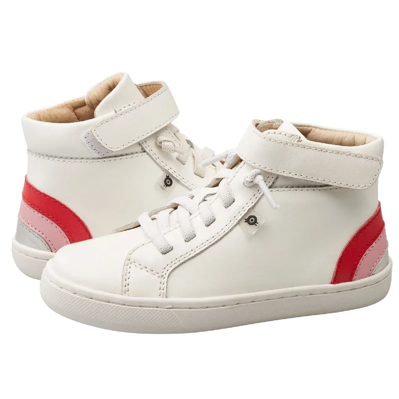 Old Soles Girl's 6157 Sneaky Rainbow High-Top Sneakers - Snow/Bright Red/Pearlized Pink/Silver