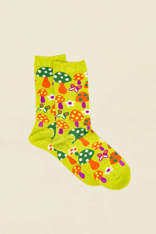 womens mushrooms & butterflies socks