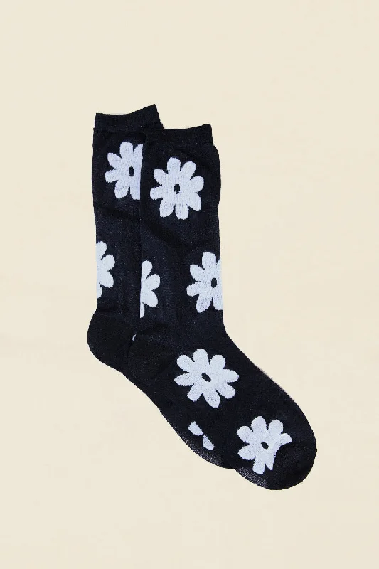 Womens Vintage Glitter Flowers Socks